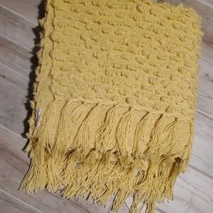 Butter Yellow Boucle Fringe Soft Lap Throw Blanket 52"×62" Artisan NY Home Baby